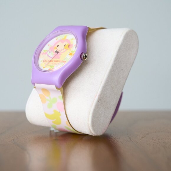 RARE Sanrio CHI CHAI MONCHAN Watch Hello Kitty Pink Monkey Bananas 2004 WORKS! main image 7